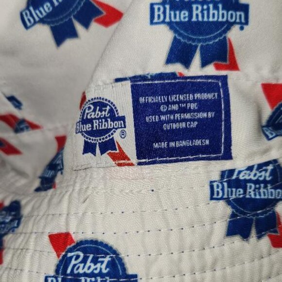 Official Pabst Blue Ribbon PBR Logo Reversible Bucket Hat - Picture 4 of 4